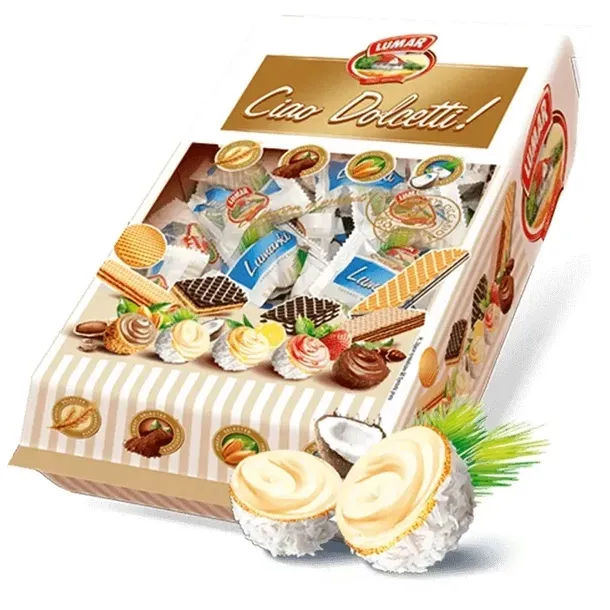 Lumar Kuleczki waflowe orzechowe LUMARKI KOKOSOWE zawijane 300 g