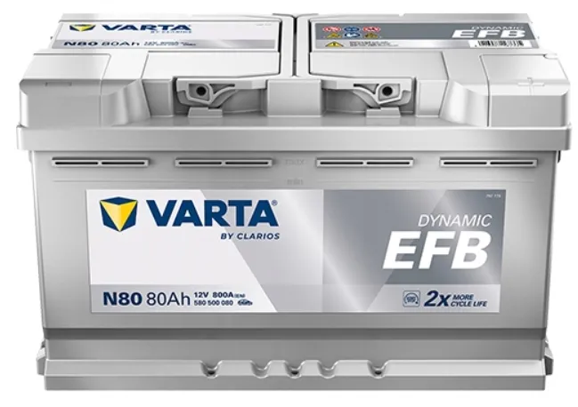 AKUMULATOR 12V N80 VARTA EFB 80AH 800A P+  RADOM