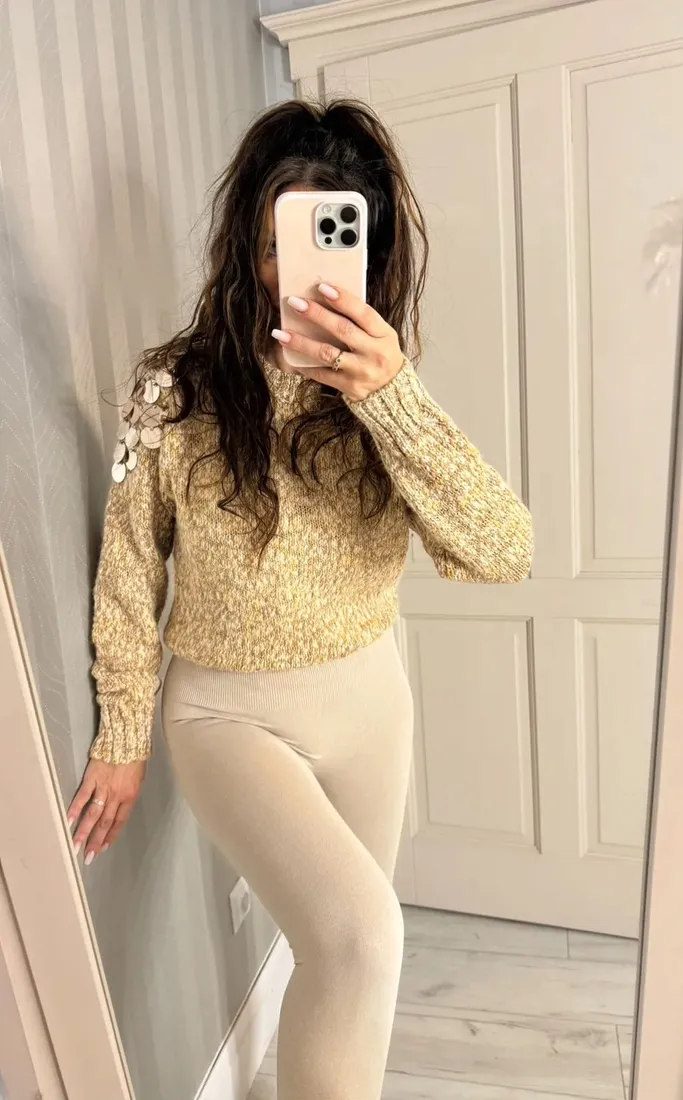 sweter-bezowo-zolty-stan-nowy