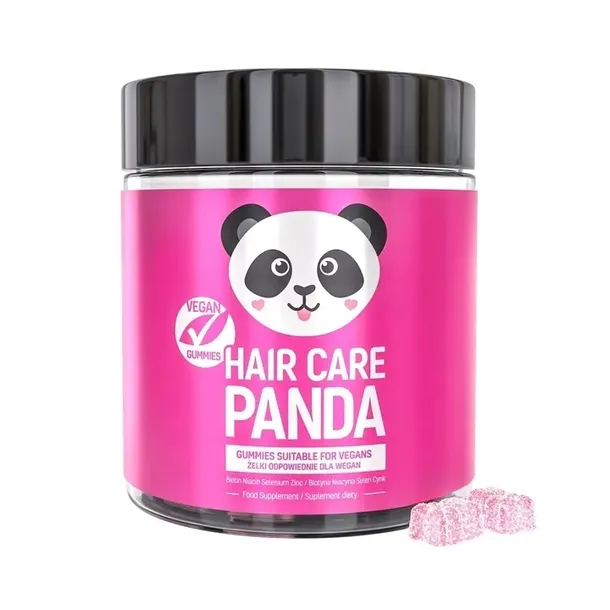 Hair Care Panda wegańskie żelki zdrowe włosy gęste lśniące Biotyna Niacyna