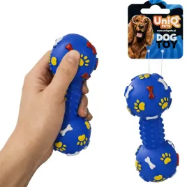 zabawka-dla-psa-z-piszczalka-hantel-100kg-squeakies-niebieski-uniq-pets
