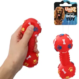 zabawka-dla-psa-z-piszczalka-hantel-100kg-squeakies-czerwony-uniq-pets