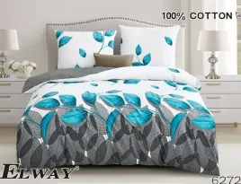 posciel-elway-satyna-bawelniana-200x220cm-turkusowe-liscie