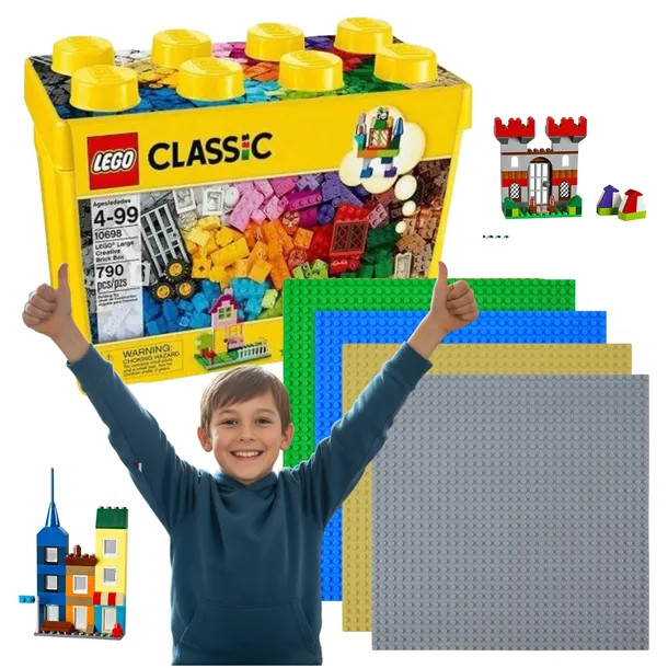 LEGO Classic klocki DUŻE + płytki konstrukcyjne bazowe 4szt ZESTAW prezent