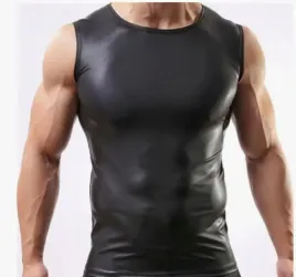meska-bielizna-koszulka-slipy-top-latex-vinyl-wetlook-czarny-komplet