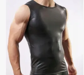 meska-bielizna-czarna-koszula-top-majtki-koszulka-slipy-latex-vinyl-wetlook