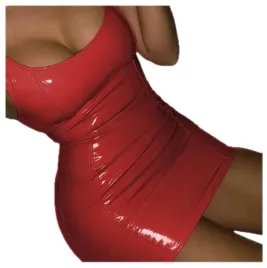 czerwona-sukienka-mini-blyszczaca-vinyl-latex-lack