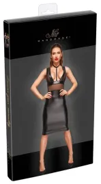bielizna-damska-czarna-obcisla-sukienka-vinyl-latex-lack-dress-inserts-m