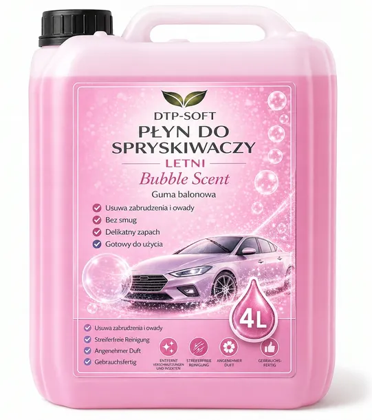 4L Płyn do spryskiwaczy Guma balonowa Sprysk letni 4 litry PREMIUM