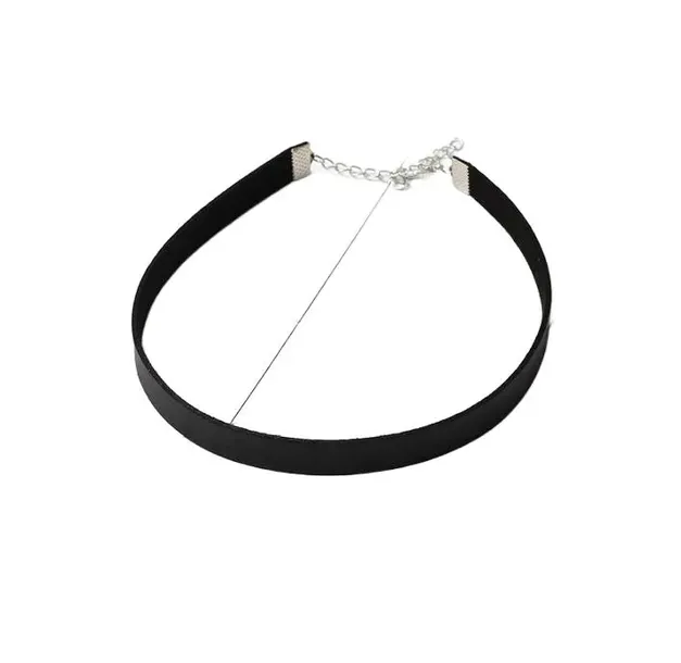 Czarny Choker Naszyjnik Chocker Tasiemka Srebrny Biżuteria Erotyczna
