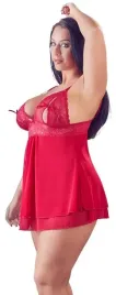 bielizna-damska-czerwona-halka-koszula-nocna-pizama-koronka-babydoll-3xl