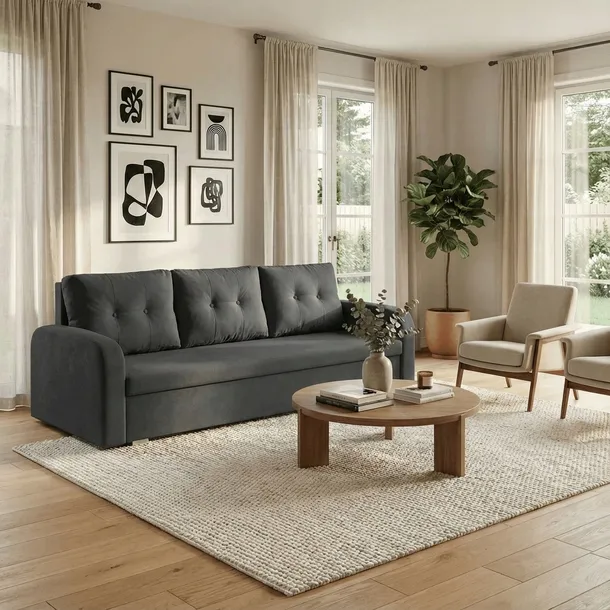 Sofa kanapa 3 os z funkcją spania BERLIN c.szary