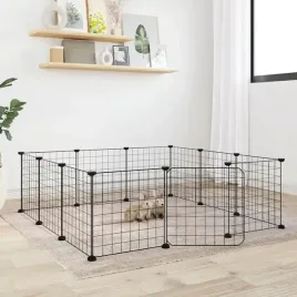 klatka-dla-zwierzat-z-bramka-12-paneli-czarna-35x35-cm-stal