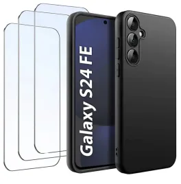 zestaw-etui-do-samsung-s24-fe-matowe-czarne-silikon-slim-3-sztuki-szklo