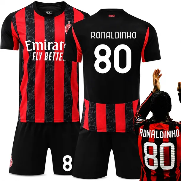 KOMPLET PIŁKARSKI KOSZULKA RONALDINHO AC MILAN WSZYSTKIE ROZMIARY