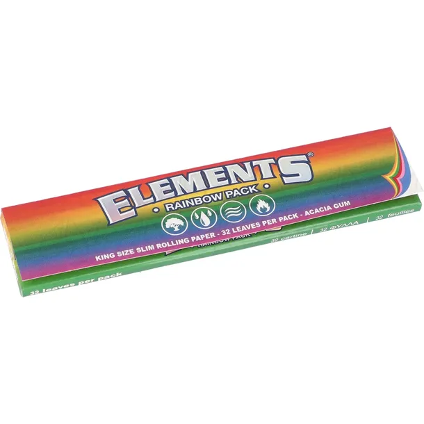 Bibułki Elements Rainbow KS Slim 32 szt. KOLOROWE