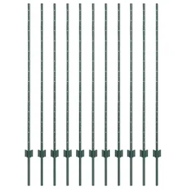 slupek-ogrodzeniowy-11-szt-zielony-140-cm-stal
