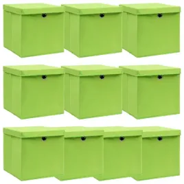 pudelka-z-pokrywami-10-szt-zielone-32x32x32-cm-tkanina