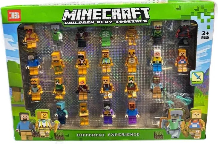 DUŻY ZESTAW XXL FIGUREK MINECRAFT 24 FIGURKI AKCESORIA KLOCKI LUDZIKI NOWE