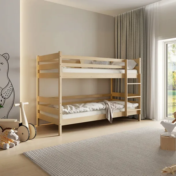 Łóżko Piętrowe SIMBA 160x80 cm SOLIDNE Drewniane SOSNA Dziecięce PODWÓJNE
