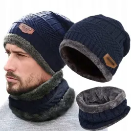 zestaw-czapka-i-komin-meska-damska-zimowa-ciepla-dwuwarstwowa-beanie-granat