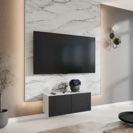 szafka-rtv-wiszaca-kler-szerokosc-100-cm-bialy-czarny-ryflowany-front-dwu