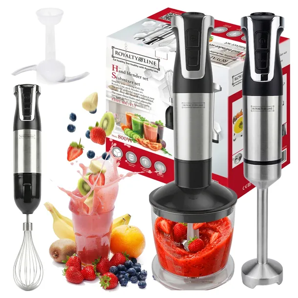 BLENDER RĘCZNY WIELOFUNKCYJNY MIKSER MALAKSER TURBO MOCNY 800W ROZDRABNIACZ