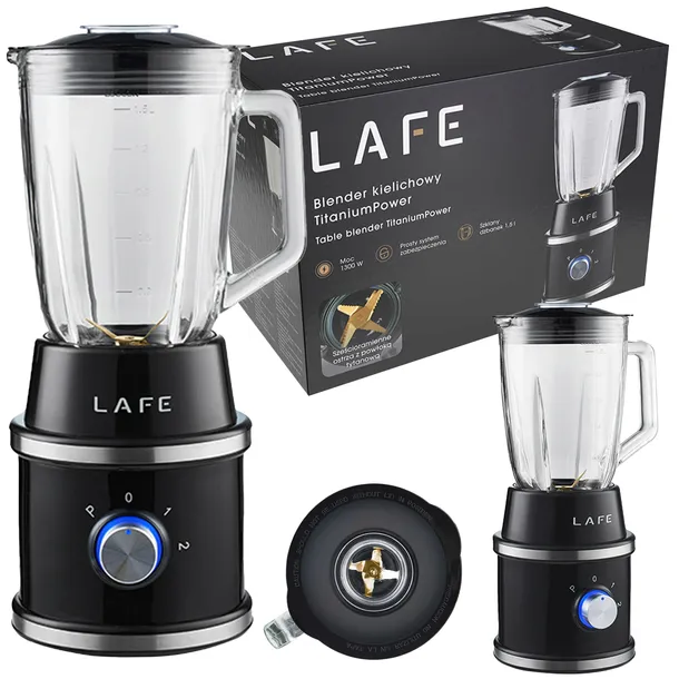 Blender Kielichowy Szklany DO KOKTAJLI Titanium Power 1300W Kruszy Lód 1,5L