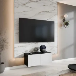 szafka-rtv-wiszaca-kler-szerokosc-100-cm-czarny-bialy-ryflowany-front-dwu