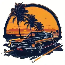 termo-naklejka-na-koszulke-torebke-t-shirt-ford-mustang-shelby-palmy-slonce
