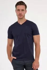 granatowa-koszulka-meska-t-shirt-v-neck-jedwab-l