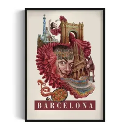 dekoracja-obraz-w-ramie-na-sciane-barcelona-grafika-alicji-kocurek-70x100