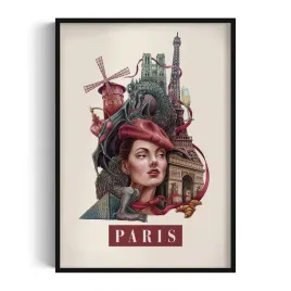 ozdobny-scienny-obraz-w-ramie-z-grafika-paris-grafika-alicji-kocurek-70x100