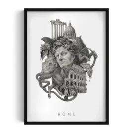ozdobny-scienny-obraz-w-ramie-z-grafika-rome-grafika-alicji-kocurek-50x70