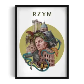 ozdobny-scienny-obraz-w-ramie-do-salonu-rzym-grafika-alicji-kocurek-50x70