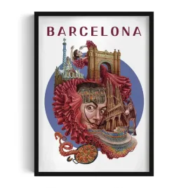 obraz-w-ramie-plakat-ramka-barcelona-grafika-autorstwa-alicji-kocurek-50x70