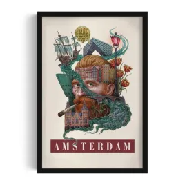 obraz-w-ramie-plakat-ramka-amsterdam-grafika-autorstwa-alicji-kocurek-40x60