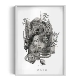 ozdobny-scienny-obraz-w-ramie-tokio-grafika-autorstwa-alicji-kocurek-70x100