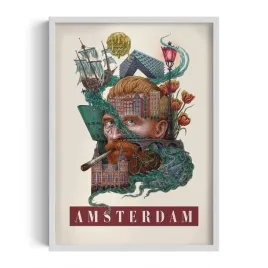 obraz-w-ramie-plakat-ramka-amsterdam-grafika-autorstwa-alicji-kocurek-50x70