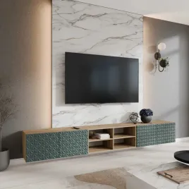 szafka-rtv-wiszaca-cali-szerokosc-300-cm-otwarta-dab-artisan-zielony-labr
