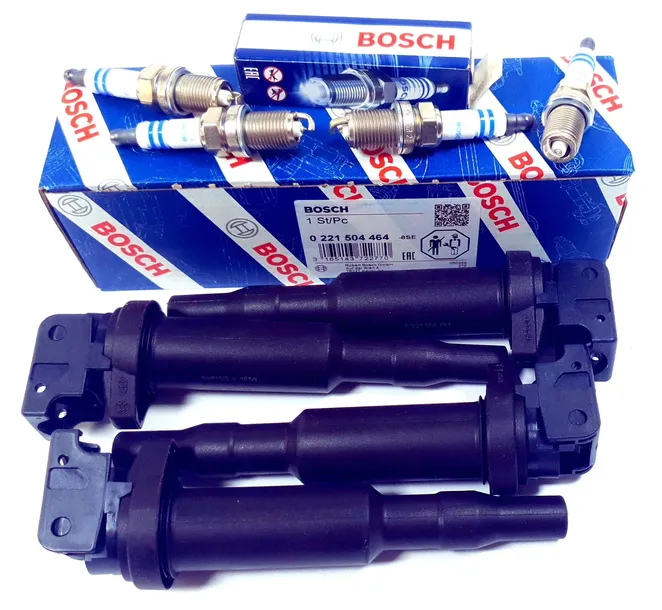 ZESTAW CEWKI + ŚWIECE ZAPŁONOWE BOSCH BMW E46 E84 E85 E87 E90 2.0i R4