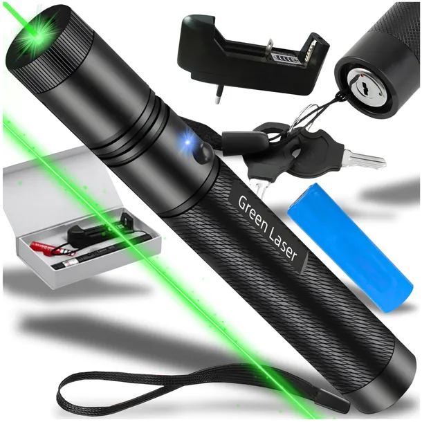 LASER MOCNY WSKAŹNIK LASEROWY ULTRA ZIELONY POINTER AKUMULATOR ZASIĘG 4w1