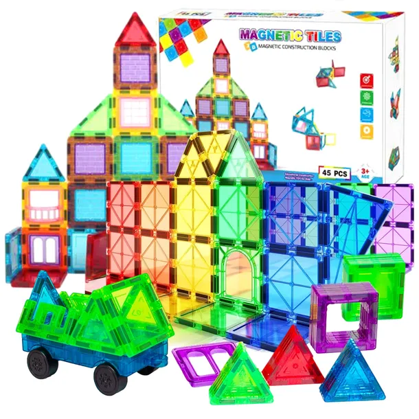 ZESTAW DUŻE KLOCKI MAGNETYCZNE KONSTRUKCYJNE 3D PANELE MAGNETIC TILES 45