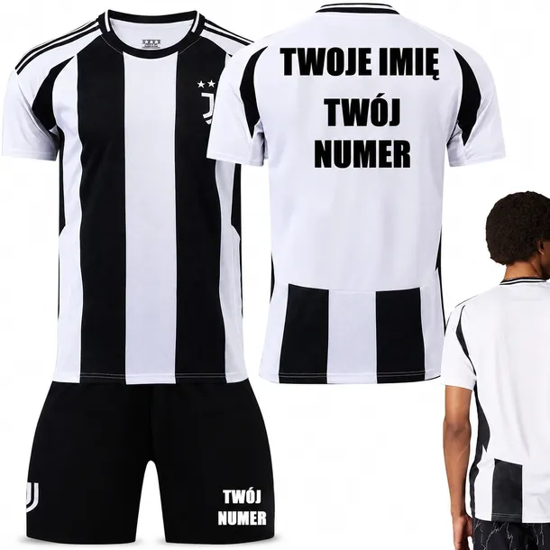 KOMPLET PIŁKARSKI KOSZULKA PERSONALIZACJA JUVENTUS TURYN TWÓJ NADRUK