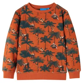 bluza-dziecieca-128-7-8-lat-wzor-goryle-malpy-i-palmy-jasnordzawa