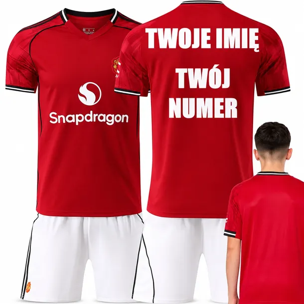 KOMPLET PIŁKARSKI KOSZULKA MANCHESTER UNITED PERSONALIZACJA TWÓJ NADRUK