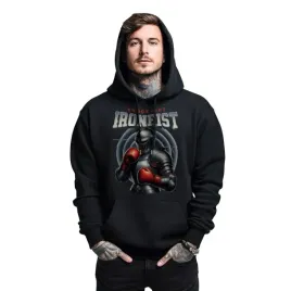 bluza-czarna-meska-z-kapturem-nadruk-boks-knock-out-ironfist