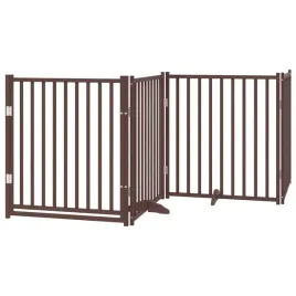 skladana-bramka-dla-psa-z-drzwiami-4-panele-brazowa-320-cm