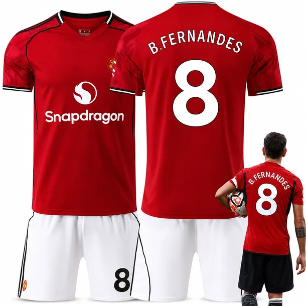 KOMPLET PIŁKARSKI KOSZULKA BRUNO FERNANDES MANCHESTER UNITED ROZMIARY