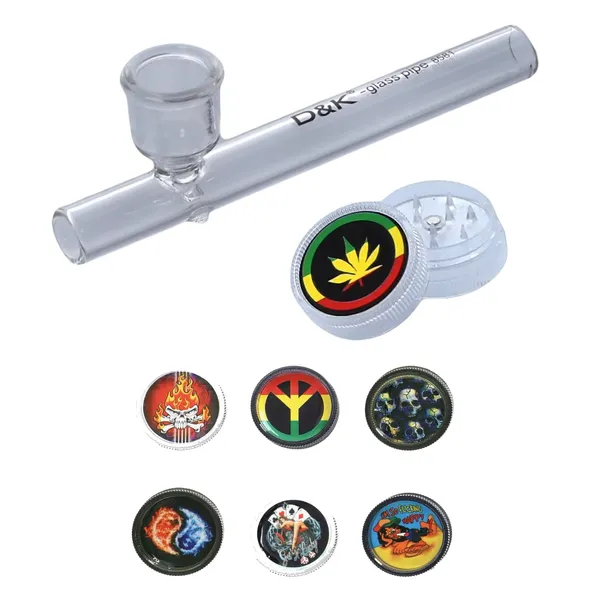 LUFKA FAJKA SZKLANA 8,7cm do palenia tytoniu D&K FIFKA + MŁYNEK GRINDER